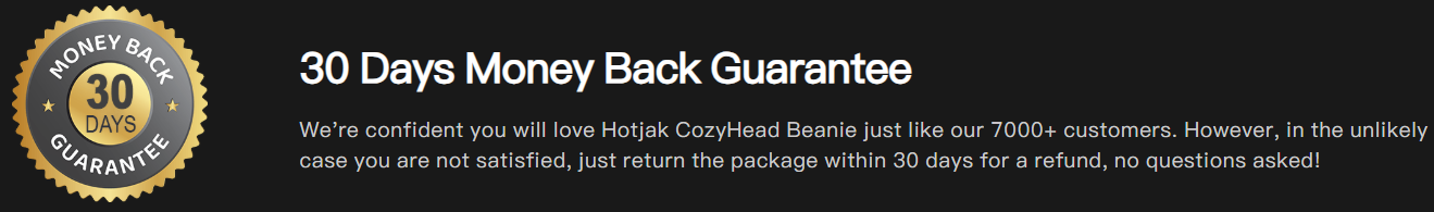 Hotjak CozyHead Beanie Moneyback