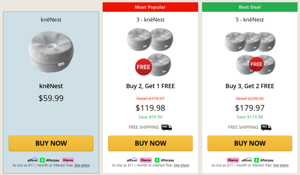 KneNest Knee Pillow Price